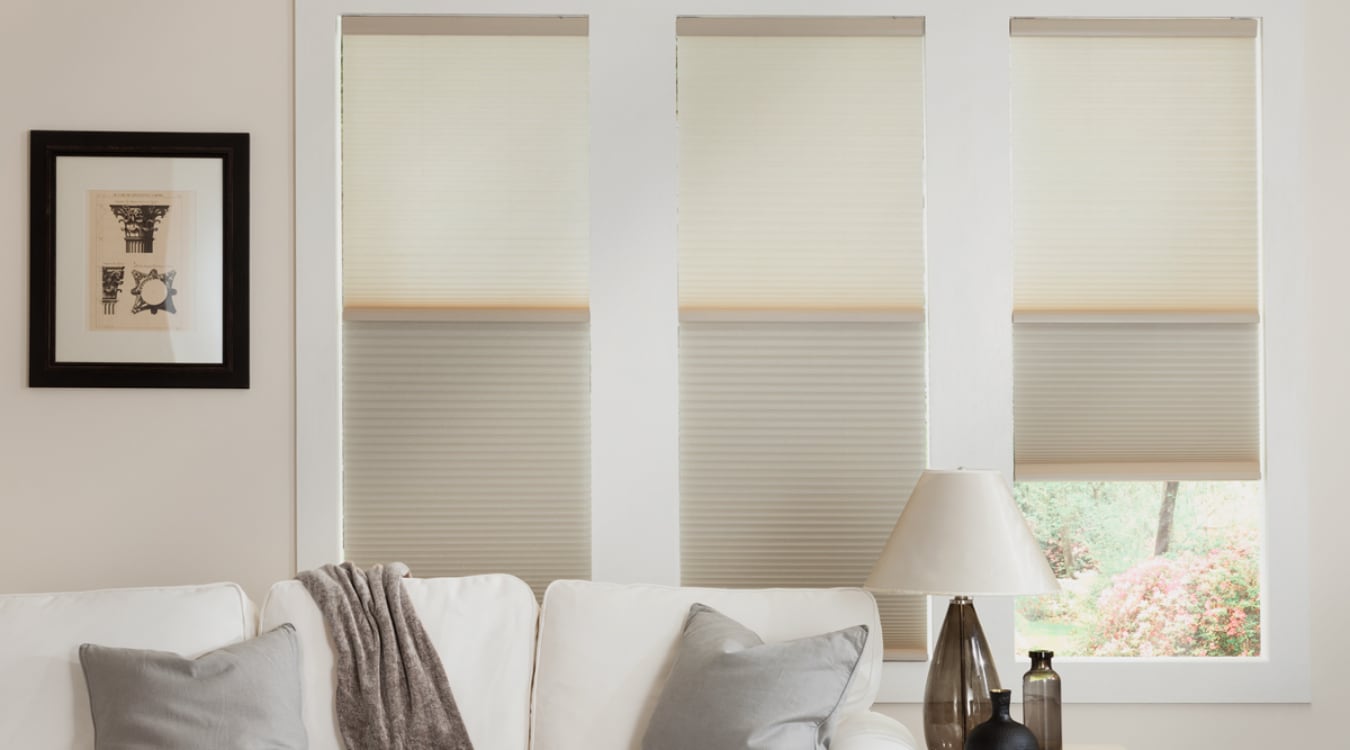 Cellular shades in a Dover living room